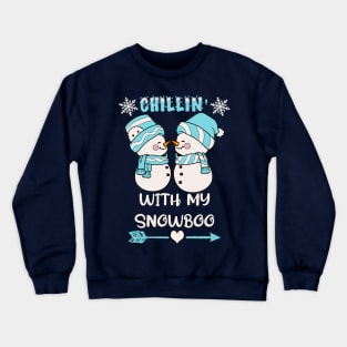 Cute Snowpeople Chillin' With My Snowboo Snowman Winter Crewneck Sweatshirt